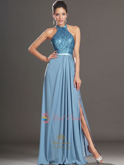 Sequin Halter Dress With Open Back Elegant Sequin Chiffon Promball