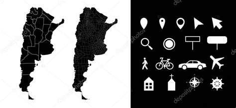 Mapa De Argentina Regiones Administrativas Departamentos Iconos Mapa