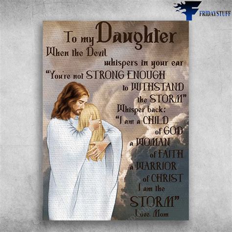 mom and daughter god poster and to my daughter when the devil whispers in your ear poster