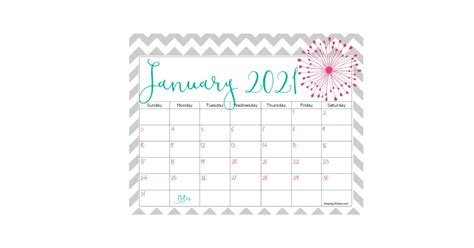Printable Calendar 2021 Cute Free Letter Templates