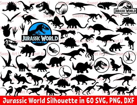 Jurassic Park 60 Svg Bundle Jurassic Park Silhouette Dinosaur Svg