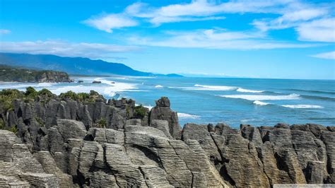 Punakaiki Pancake Rocks Landscape Limestone Formations Ultra Hd