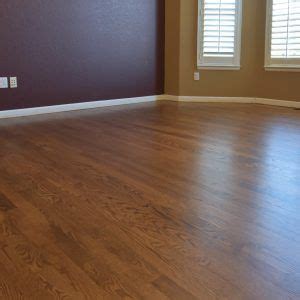 Old worn white oak floors get a makover with provincial stain to achieve a warm medium toned brown. Early American Stain - Red Oak - Aurora, CO - The Flooring ...