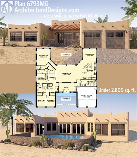 Plan 6793mg Adobe Style House Plan With Icf Walls Dream House Plans