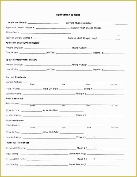 Apartment Rental Application Template Free Of Basic Rental Application
