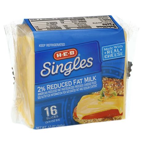 H E B Reduced Fat Milk American Cheese Singles Shop Cheese At H E B