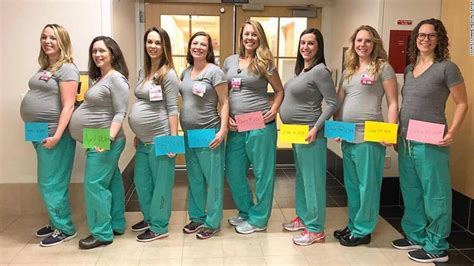 Nine Nurses In The Same Labor Unit Show Off Their Baby Bumps As They
