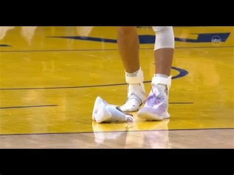 Steph Curry Loosing His Shoe Upon Driving Revealing His Ankle Support