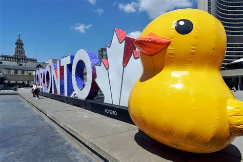 Giant Rubber Duck Appears At Nathan Phillips Square