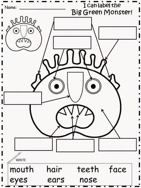 Monster Activities Free Label The Monster Worksheet Perfect For Go