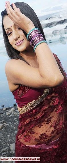 Hotactressnavel In Trisha Krishnan Navel In Transparent Red Sari Red Sari Hot Actresses