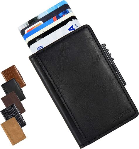 lungear credit card wallet rfid pop up card holder aluminum minimalist slim wallet for men holds