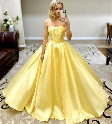 Yellow Satin Long Prom Dress Yellow Evening Dress On Storenvy