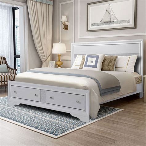 What size is a king size bed?76 inches x 80 inches. Home Platform Wood Bed Frame with 2 Drawers | Grey bedroom ...