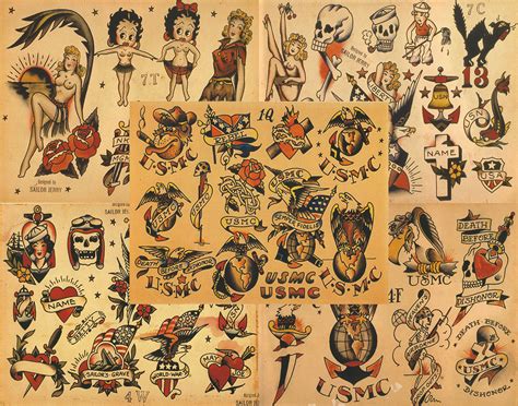 Sailor Jerry Traditional Vintage Style Tattoo Flash 50 Sheets Etsy