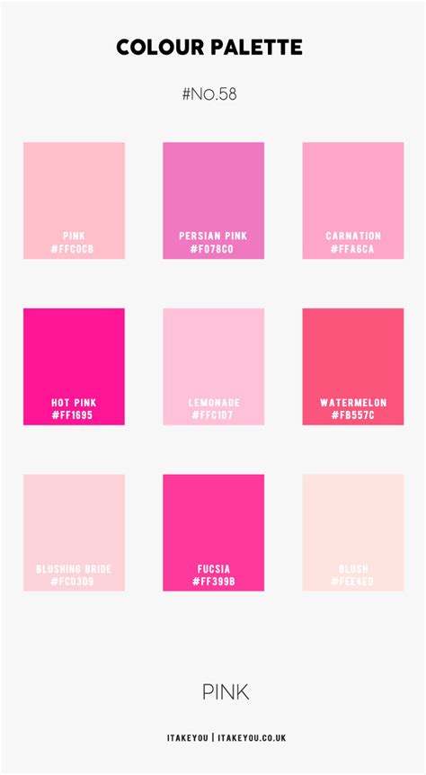 Shades Of Pink Colour Combination Pink Color Names Itakeyou Co Uk