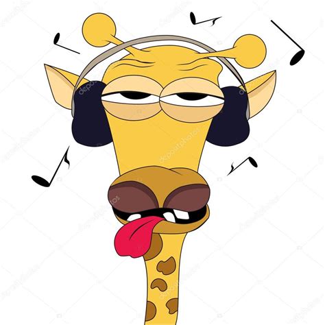 Dessin Animé Girafe écouter De La Musique — Image Vectorielle Lekabo