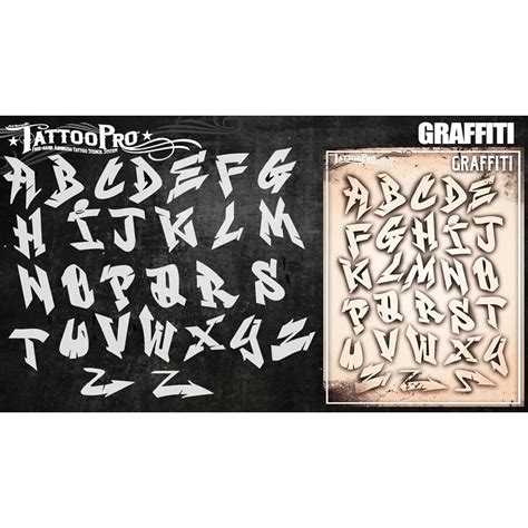 Tattoo Pro Stencils Graffiti Letters Set