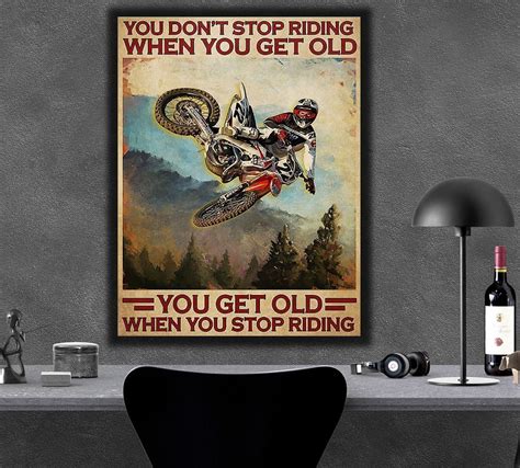 You Dont Stop Riding When You Get Old Poster Canvas Katheri Store