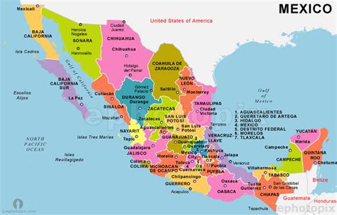 Mapa De Mèxic I Estats Capitals Mèxic Mapa Amb Els Estats I Capitals