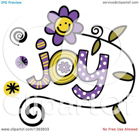 Clipart Of Colorful Sketched Joy Word Art Royalty Free Vector