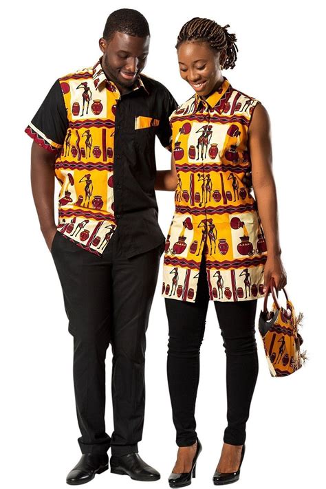 Chike African Print Mens Shirt Orange Black African Print Shirt
