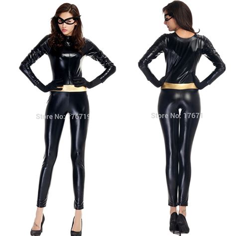 Black Catwoman Jumpsuit Brand New Sexy Female Latex Catwoman Halloween