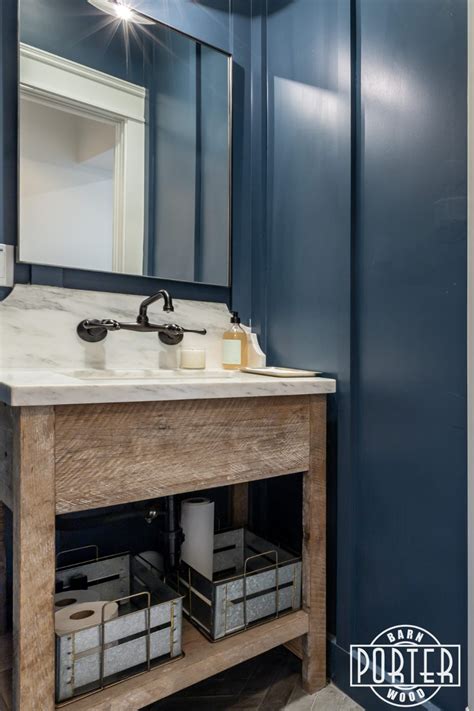 This beautiful piece of furniture shows just how impressive the result of reusing the bathroom vanity piece called the rusted nail bath is handcrafted from genuine reclaimed wood from georgia, us. Reclaimed Bathroom Vanity Rafterhouse | Porter Barn Wood ...
