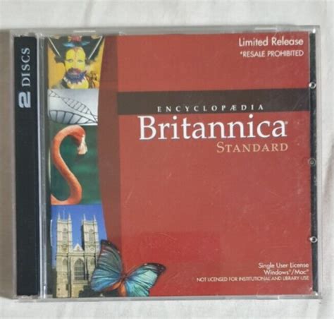 Vintage Encyclopedia Britannica Cd Rom Disc 2004 Plus Manual 2 Disc Set