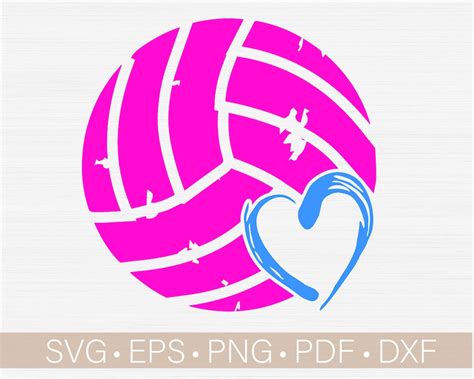 Volleyball Svg With Heart Volleyball Vector Clipart Cut File Svg