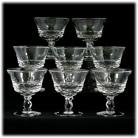 Fostoria Century Elegant Glass Champagne Or Sherbet Glasses Set 8 Vintage Crystal Glass