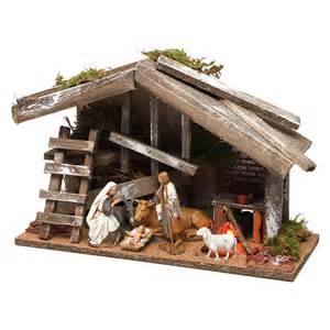 Wooden Stable With Nativity Scene And Oven 25x35x15 Cm Online Sales