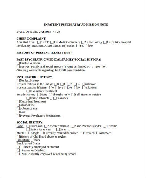 Psychiatry Note Template