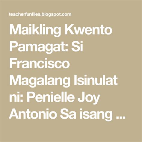 Maikling Kwento Si Francisco Magalang Moral Stories For Kids Kids