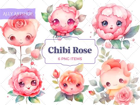 Chibi Rose Flower Sublimation Art Set Graphic By Ally Artshop