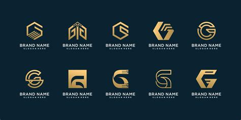 Set Of Letter G Logo Collection With Creative Golden Concept For