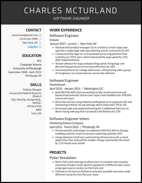 20 Software Engineer Resume Examples Designed For 2023