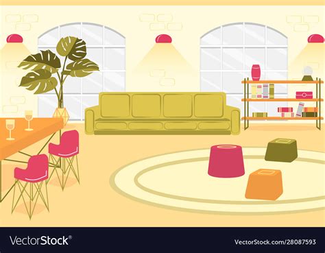 Bright Spacious Living Room Slide Royalty Free Vector Image