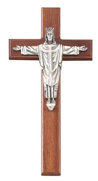 Christ The King Walnut Wall Crucifix With Pewter Corpus 12