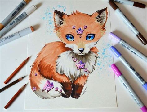 Diandra The Fox Cub By Lighanedeviantart Cute Animal Drawings