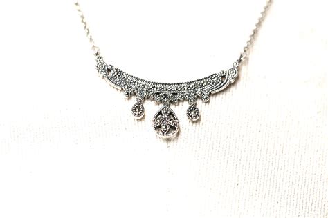 Superb Sparkling Antique Sterling Silver Marcasite Necklace
