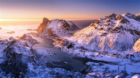 Norvège Îles Lofoten Coucher De Soleil 2021 Paysage 4k