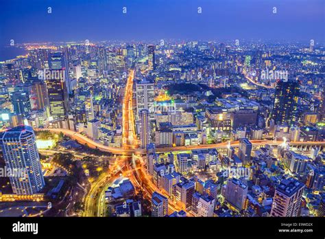 Tokyo Japan Cityscape At Dusk Above Highway Junction Stock Photo Alamy