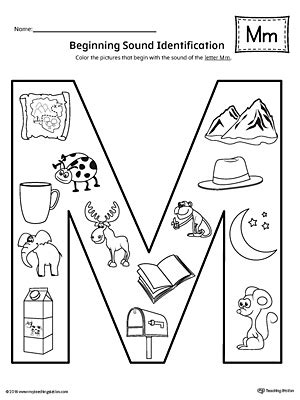 In each group, one word doesn't sound like the others. Letter M Beginning Sound Color Pictures Worksheet ...