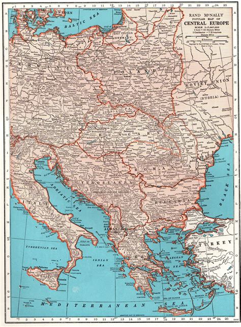 Vintage Central Europe Map 1944 Wartime Map Of Central Europe Gallery