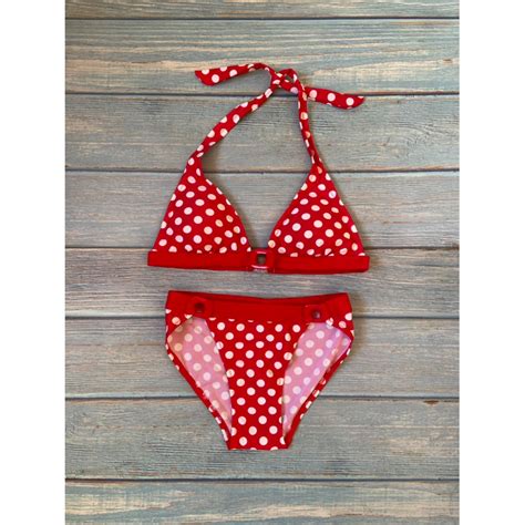 Red White Polka Triangle Bikini Swimsuit Shopee Philippines