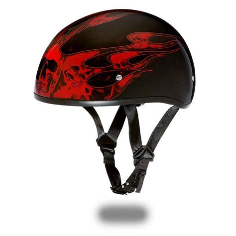 Daytona Helmets Skull Cap W Skull Flames Open Face Dot Motorcycle