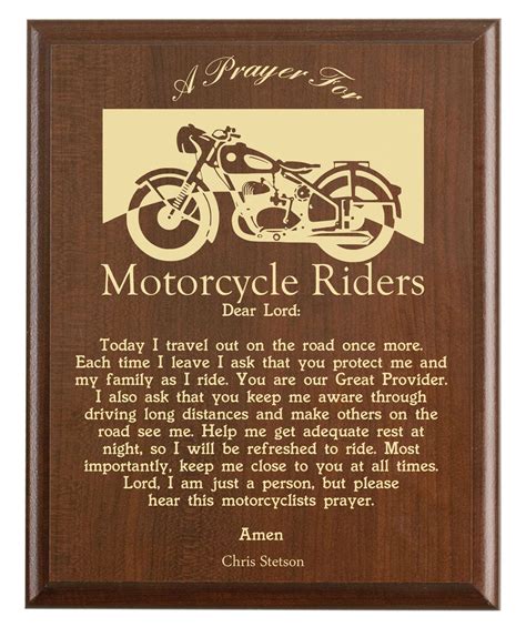 Motorcycle Rider Prayer Plaque Personalized Biker T For Etsy