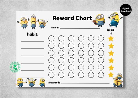Minions Reward Chart For Kids Despicable Me Behaviour Chart Etsy
