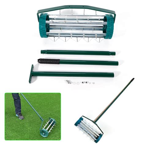 Buy Rolling Garden Lawn Aerator Roller Yard Rotary Push Tine Spike Soil